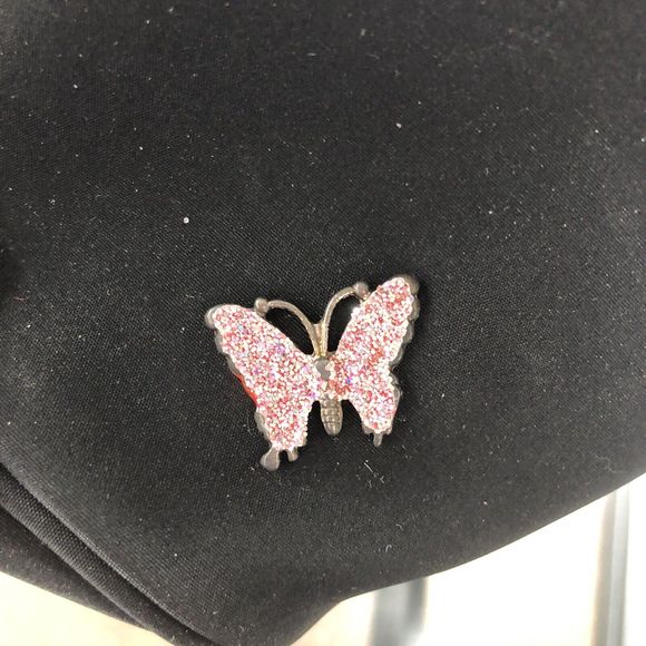 Vintage 90s Y2K Black Handbag Butterfly Pin Crossbody Makeup Organizer Pockets - Picture 2 of 9